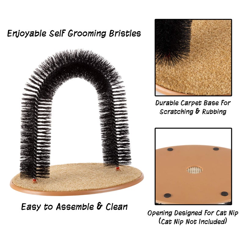 PETMAKER Cat Self-Groomer - Bristle Ring Brush Cat Arch with Carpeted Base, Back Scratcher and Massager for Controlling Shedding and Claws by PETMAKER (Black) - Image 4